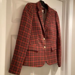 J Crew navy, orange,purple, tan plaid wool blazer